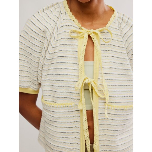 Free People Yellow and Cream Striped Hoodie - Picture 7 of 9